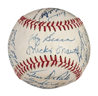1957 Yankees Team Signed Baseball with 24 Signatures Incl Mantle and Berra (JSA)